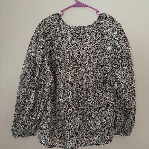 NWT Universal Thread Black White Women's Peasant Blouse Top Size XL - Picture 3 of 3